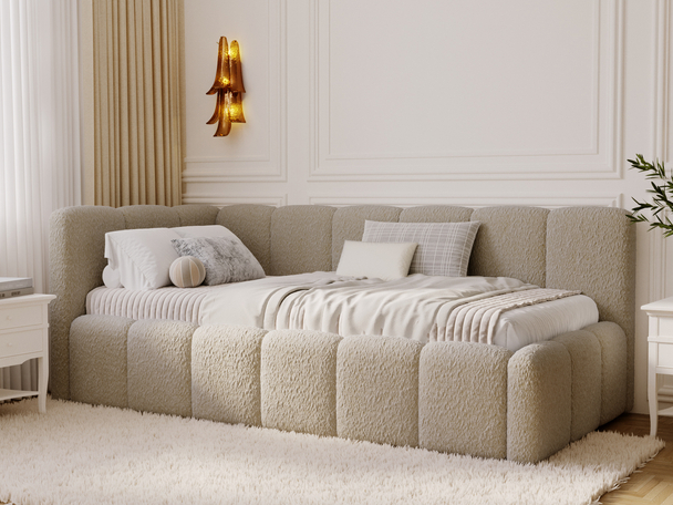 Eenpersoons jeugdbed met opbergruimte en lattenbodem 90x200 Cloud One Donkerbeige