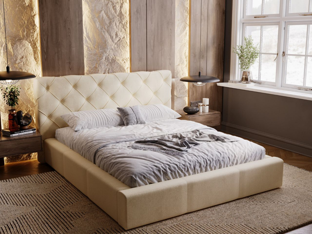 Bed met Opbergruimte en lattenbodem 120x200 Milano Beige