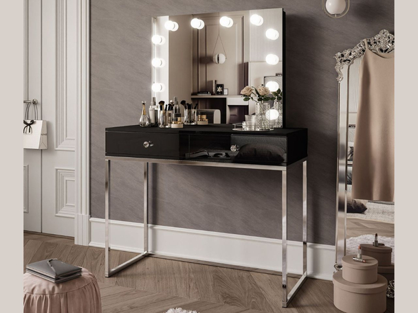Kaptafel met spiegel Brisa Zwart glans
