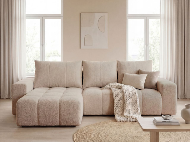 Universele Hoekbank met Slaapfunctie en Opbergruimte Bresso Beige