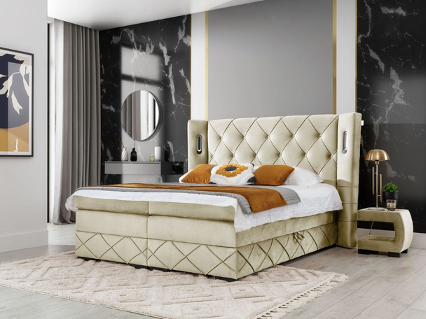 Boxspring met Opbergruimte 120x200 Neria Lux Beige