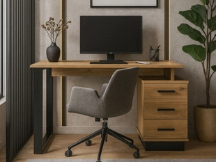 Bureau met lades Lavore Eiche, Zwart