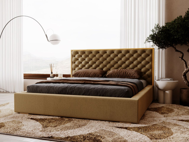 Bed met Opbergruimte en lattenbodem 200x200 Bonito Bruin