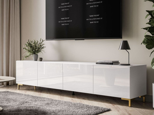 TV-Meubel met deuren 200 cm Nodoo Wit glans