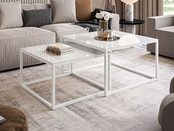 Salontafel Set 2-delig Asumi Wit 39x45