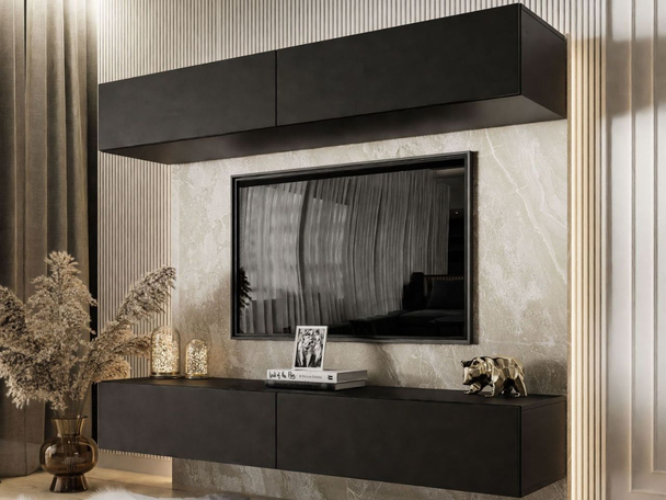 Hangend wandmeubel voor de woonkamer Sorelle Zwart mat