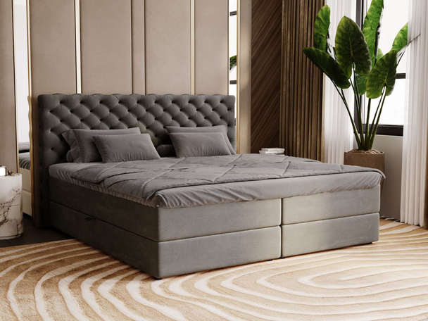 Boxspring met Opbergruimte 140x200 Bergamo Donkergrijs