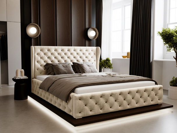 Tweepersoonsbed met Opbergruimte en lattenbodem 160x200 Kingston Beige