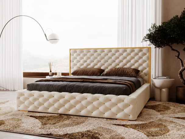 Bed met Opbergruimte en lattenbodem 160x200 Wave Beige