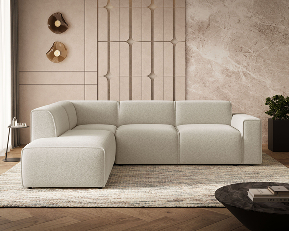 Hoekbank Links Eluno bouclé stof Beige