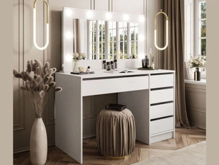 Kaptafel met lades en ledverlichting Melo Wit mat