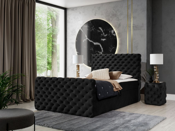 Boxspring met Opbergruimte 120x200 Cleo Lux Zwart