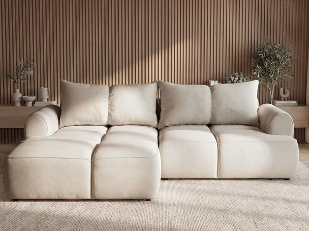 Hoekbank Links met Slaapfunctie en Opbergruimte Boono Beige