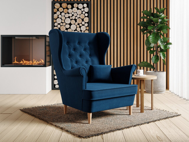 Fauteuil op houten poten Oslo II Donkerblauw