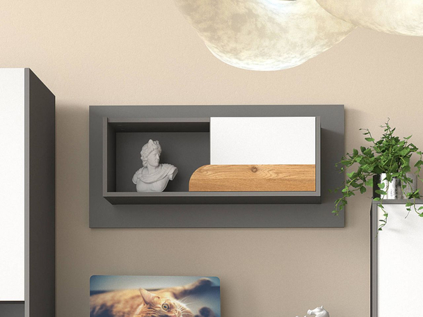 Wandplank Casa Eiken Nash, WIt, Grijs