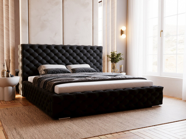 Bed met Opbergruimte en lattenbodem 200x200 Astra Zwart