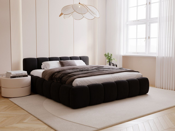 Bed met Opbergruimte en lattenbodem 200x200 Cloud Low Zwart
