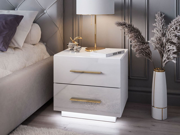 Nachtkastje met lades Nuveo Lux Wit glans