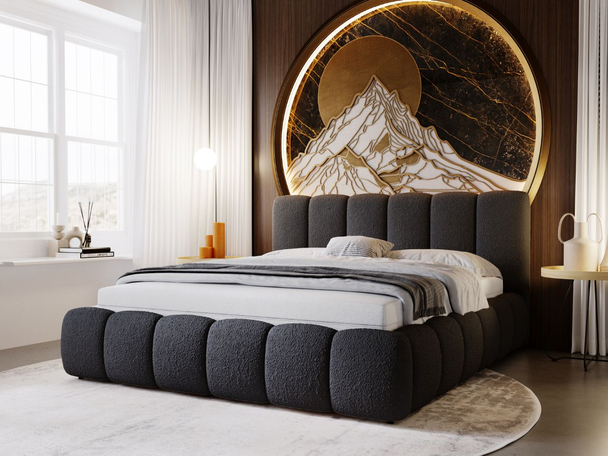 Tweepersoonsbed met Opbergruimte en lattenbodem 180x200 Cloud Zwart