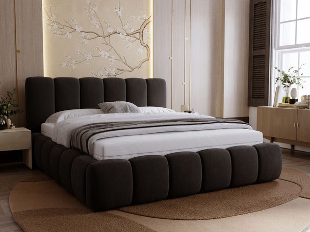 Polsterbett mit Bettkasten und Lattenrost 140x200 Royal Zwart