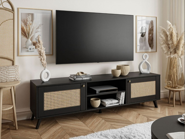 TV-Meubel met deuren en schuine poten Bellance Zwart