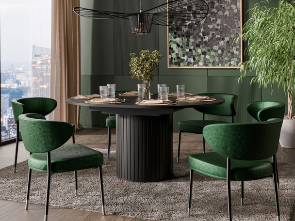 Uitschuifbare ronde tafel Soria Zwart