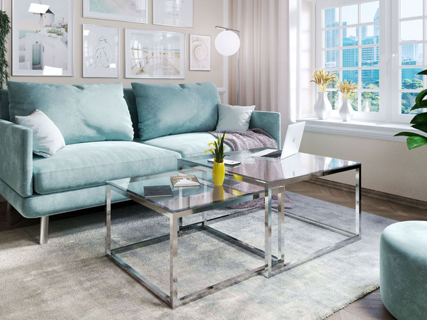 Salontafel op een chromen frame Asumi 39x45