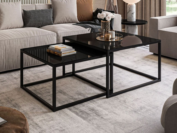 Salontafel Set 2-delig Asumi Zwart 35x41