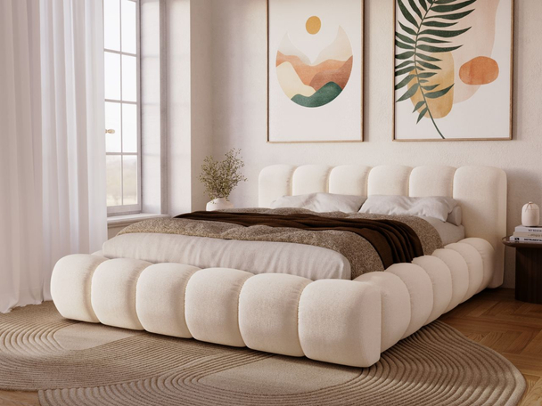 Tweepersoonsbed met Opbergruimte en lattenbodem 120x200 Doria Crème