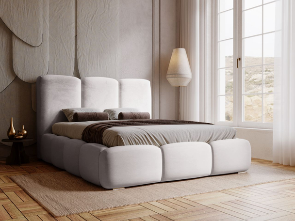 Tweepersoonsbed met Opbergruimte en lattenbodem 180x200 Bubble Lichtgrijs