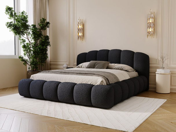 Gestoffeerd bed met opbergruimte en lattenbodem 120x200 Cloud Soft Zwart