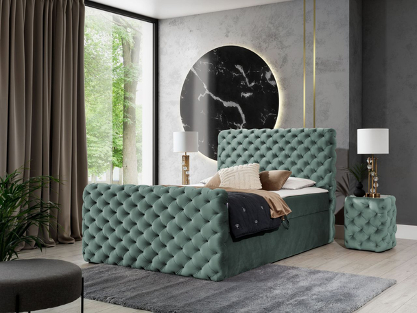 Boxspring met Opbergruimte 120x200 Cleo Lux Lichtgroen