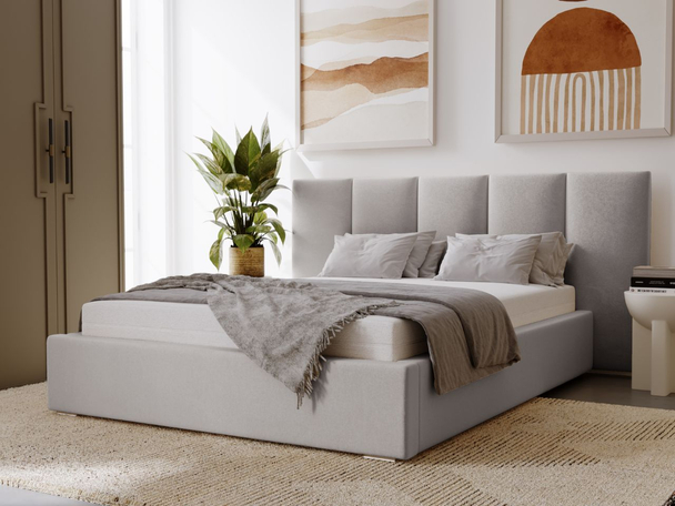 Tweepersoonsbed met Opbergruimte en lattenbodem 180x200 Lizbona Lichtgrijs