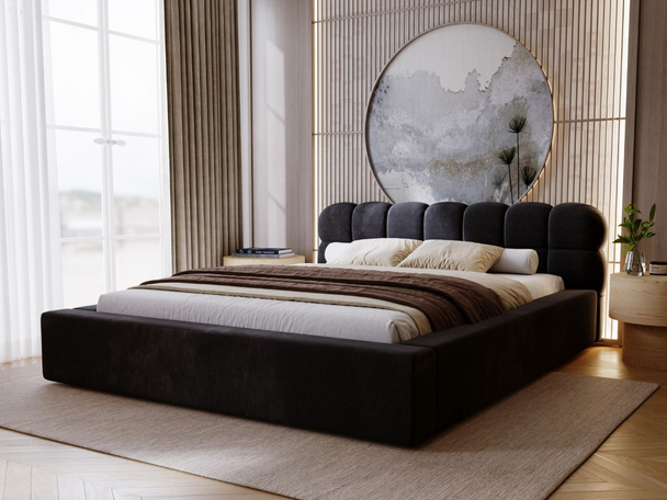 Tweepersoonsbed met Opbergruimte en lattenbodem 140x200 Plaza Zwart