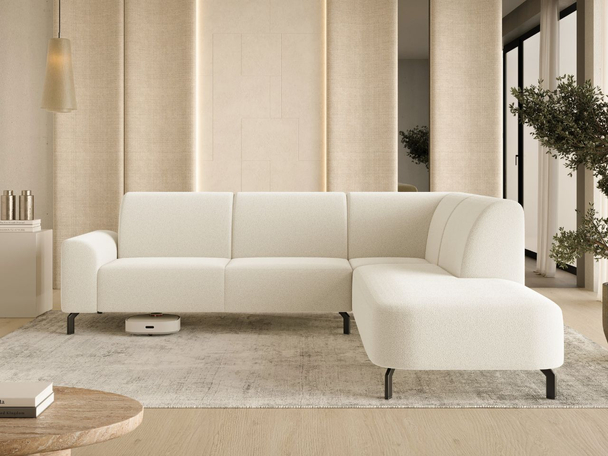 Hoekbank Rechts Regento bouclé stof Lichtbeige