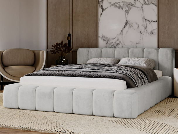 Tweepersoonsbed met Opbergruimte en lattenbodem 140x200 Ibiza Lichtgrijs