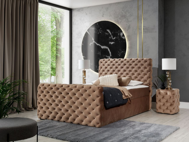Boxspring met Opbergruimte 140x200 Cleo Lux Beige