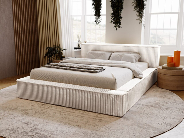 Tweepersoonsbed met Opbergruimte en lattenbodem 180x200 Lago Lichtgrijs
