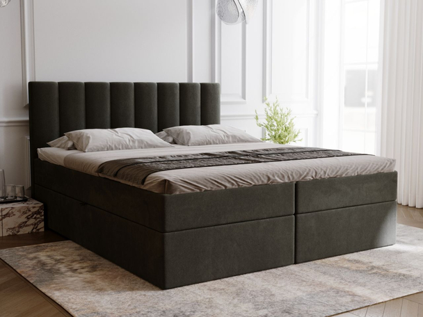 Boxspring met Opbergruimte 160x200 Mocca Donkergrijs