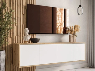 Hangend TV-Meubel met deuren Vivance Wit, Artisan Eik