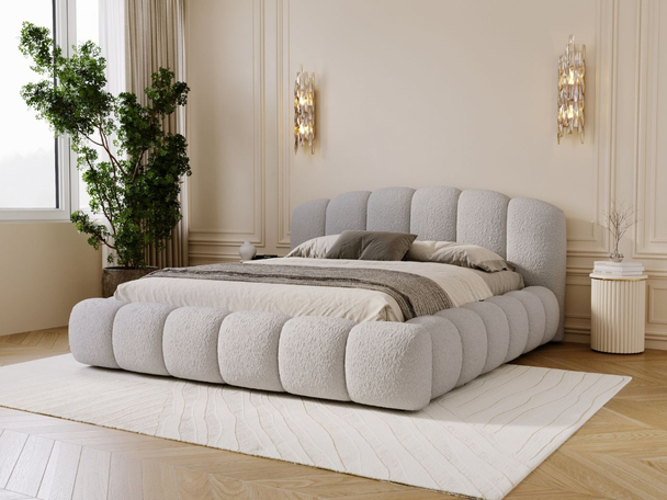 Gestoffeerd bed met opbergruimte en lattenbodem 160x200 Cloud Soft Grijs