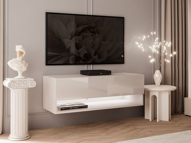 TV-wandmeubel 90 cm voor de woonkamer met ledverlichting Aurelie Kashmir glans