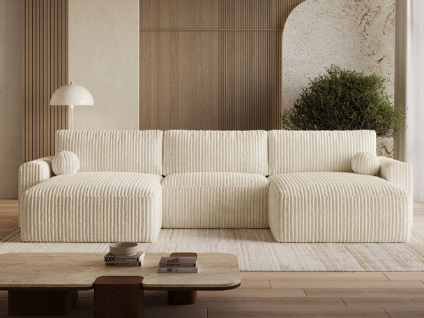 U-Bank met Slaapfunctie en Opbergruimte Aurora Beige