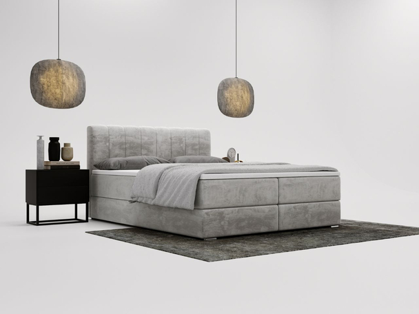 Boxspring met Opbergruimte 120x200 Forte Lichtgrijs