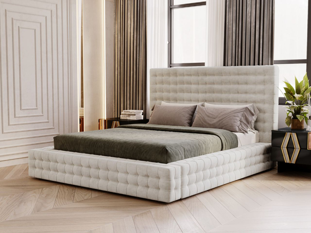 Bed met Opbergruimte en lattenbodem 180x200 Barbados Crème