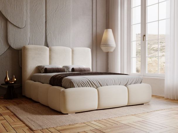 Tweepersoonsbed met Opbergruimte en lattenbodem 120x200 Bubble Beige