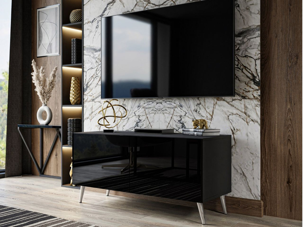 TV-meubel 100 cm met deuren Noaé Zwart glans
