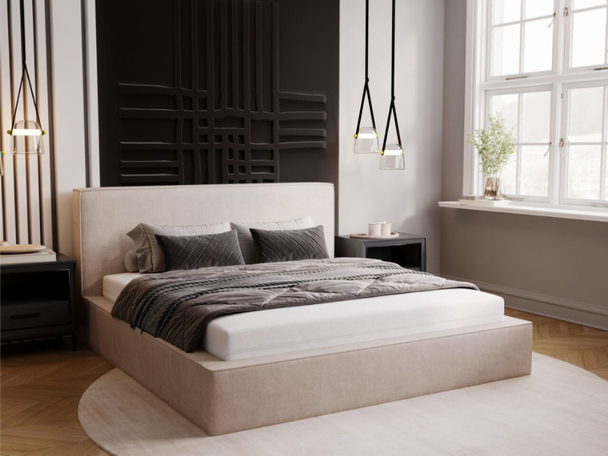 Bed met Opbergruimte en lattenbodem 200x200 Monaco Beige