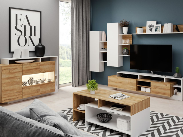 Meubelset voor de woonkamer Alvano Bruin, Wit