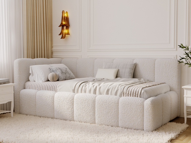 Eenpersoons jeugdbed met opbergruimte en lattenbodem 90x200 Cloud One Beige